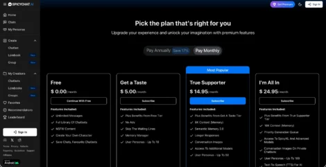 spicychat ai pricing