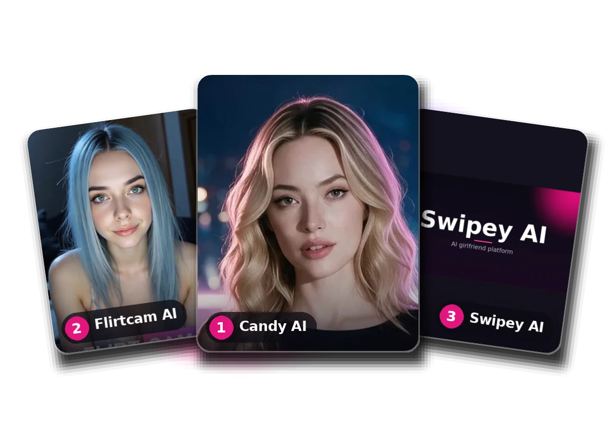 Top 3: Candy AI, Flirtcam AI, Swipey AI